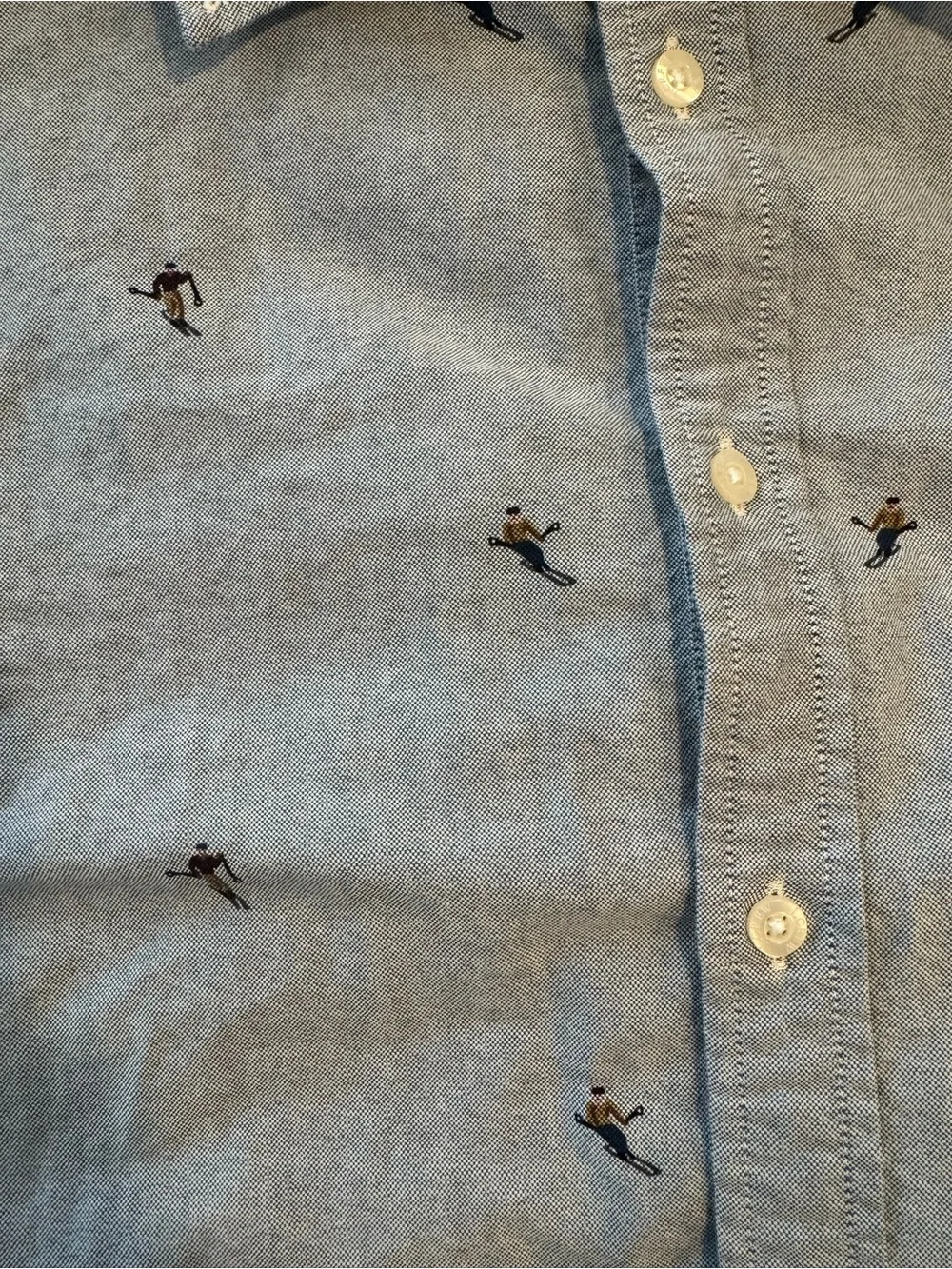 J. Crew Women’s XL Slim Fit Denim Skirer Button Up Shirt Embroidered Chambray
